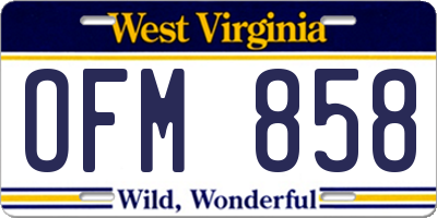 WV license plate OFM858