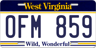 WV license plate OFM859