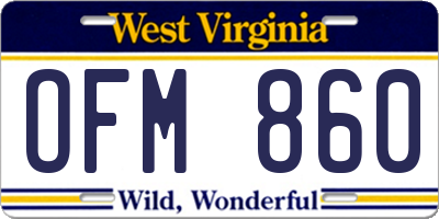 WV license plate OFM860