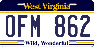 WV license plate OFM862