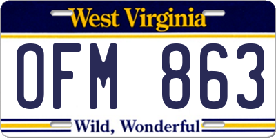 WV license plate OFM863