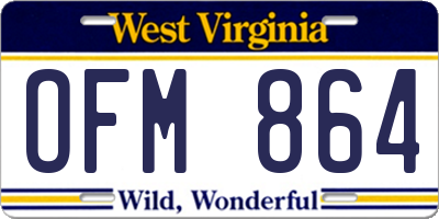 WV license plate OFM864