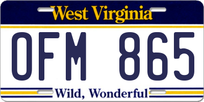 WV license plate OFM865