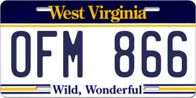 WV license plate OFM866