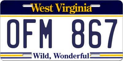WV license plate OFM867
