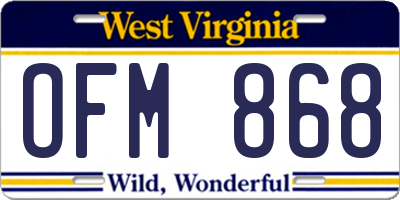 WV license plate OFM868