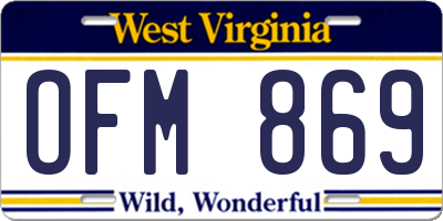 WV license plate OFM869