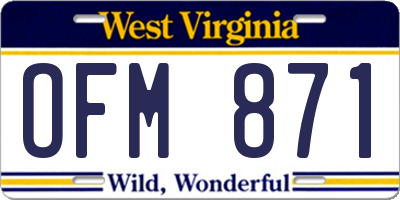 WV license plate OFM871