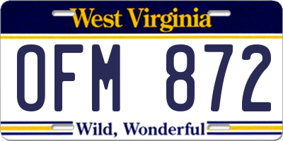 WV license plate OFM872