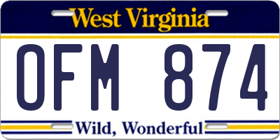 WV license plate OFM874