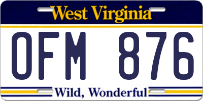 WV license plate OFM876