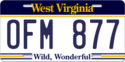 WV license plate OFM877