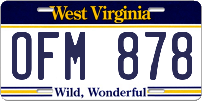 WV license plate OFM878