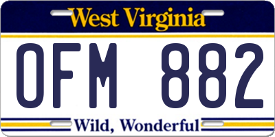 WV license plate OFM882