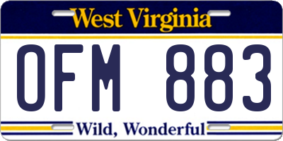WV license plate OFM883