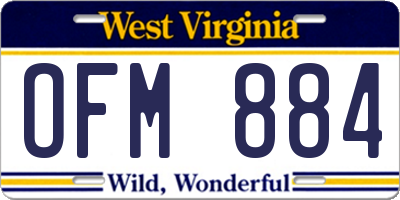 WV license plate OFM884