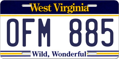 WV license plate OFM885