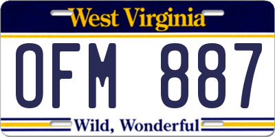 WV license plate OFM887