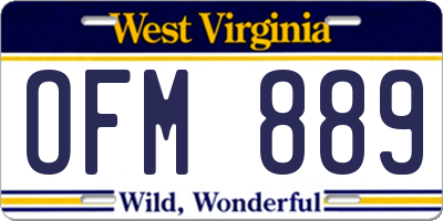 WV license plate OFM889