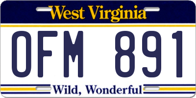 WV license plate OFM891