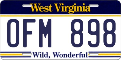 WV license plate OFM898