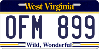WV license plate OFM899