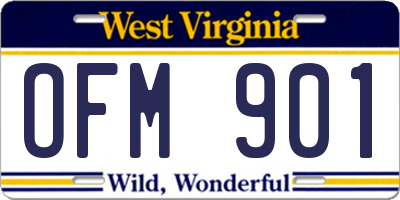 WV license plate OFM901