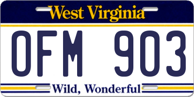WV license plate OFM903