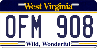 WV license plate OFM908