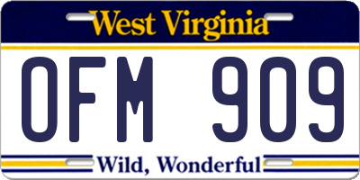 WV license plate OFM909