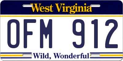 WV license plate OFM912
