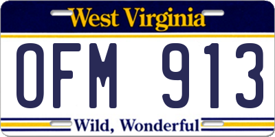 WV license plate OFM913