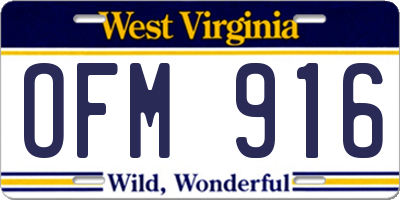 WV license plate OFM916