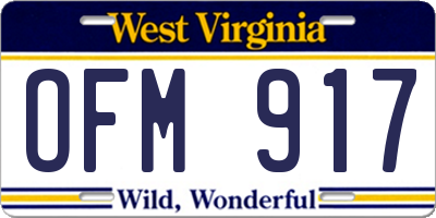 WV license plate OFM917