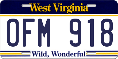 WV license plate OFM918