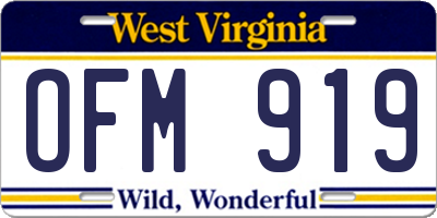 WV license plate OFM919