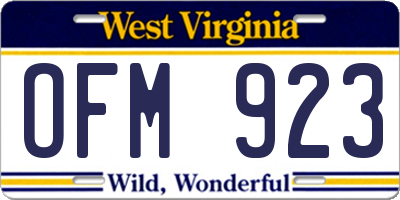 WV license plate OFM923