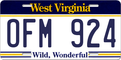 WV license plate OFM924