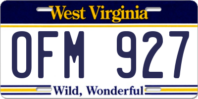 WV license plate OFM927