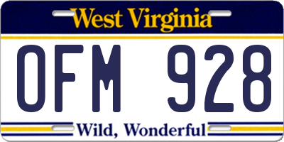 WV license plate OFM928