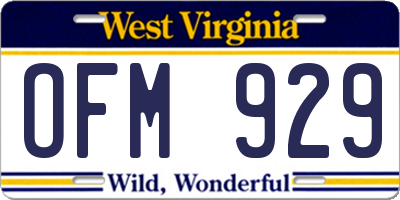 WV license plate OFM929