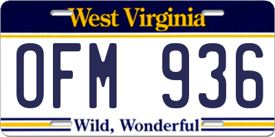 WV license plate OFM936