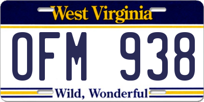 WV license plate OFM938