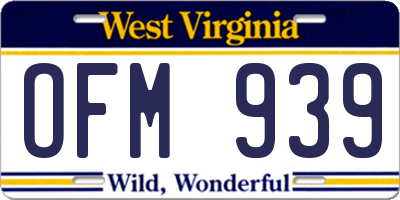 WV license plate OFM939