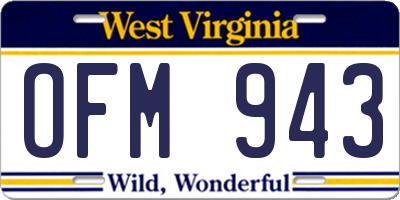 WV license plate OFM943