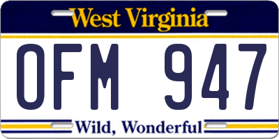 WV license plate OFM947