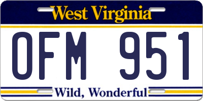 WV license plate OFM951