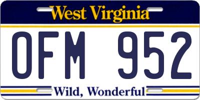 WV license plate OFM952