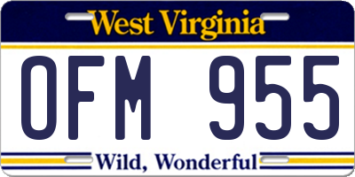 WV license plate OFM955