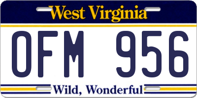 WV license plate OFM956